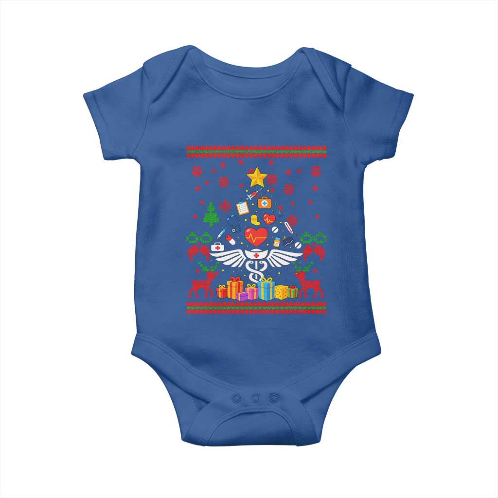 Funny Christmas Healthcare Worker Baby Onesie Nurses And Doctors Pine Tree TS12 Royal Blue Print Your Wear