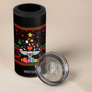 Funny Christmas Healthcare Worker 4 in 1 Can Cooler Tumbler Nurses And Doctors Pine Tree TS12 Print Your Wear