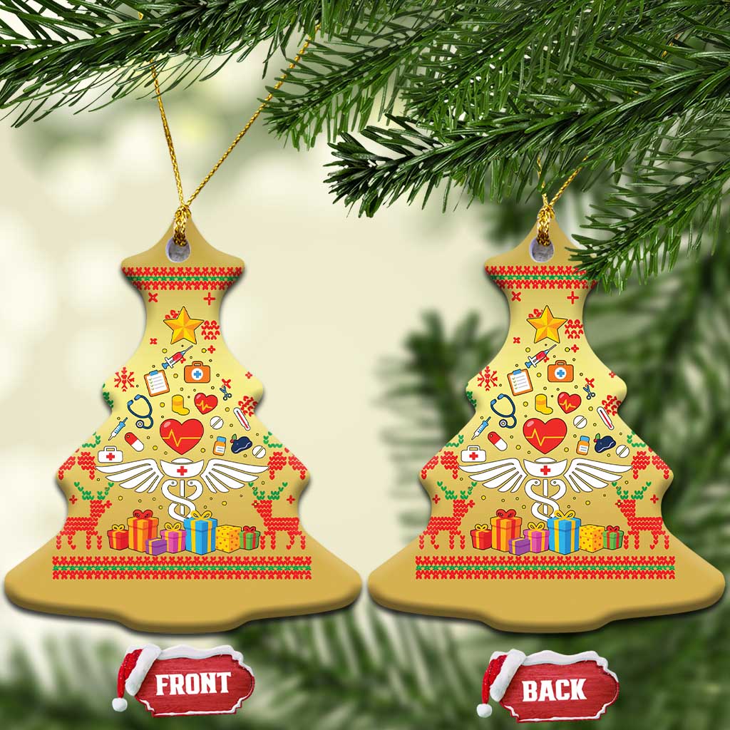 Funny Xmas Healthcare Worker Christmas Ornament Nurses And Doctors Pine Tree TS12 Christmas Tree Gold Print Your Wear