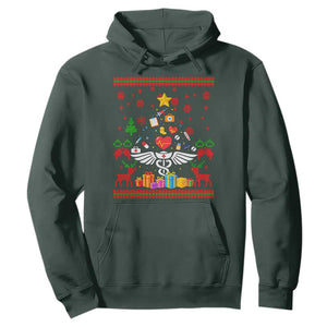Funny Christmas Healthcare Worker Hoodie Nurses And Doctors Pine Tree TS12 Dark Forest Green Print Your Wear