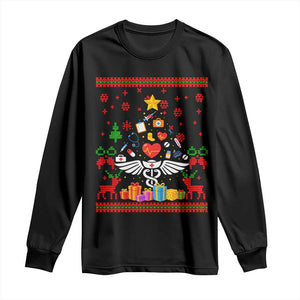 Funny Christmas Healthcare Worker Long Sleeve Shirt Nurses And Doctors Pine Tree TS12 Black Print Your Wear