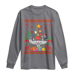Funny Christmas Healthcare Worker Long Sleeve Shirt Nurses And Doctors Pine Tree TS12 Charcoal Print Your Wear