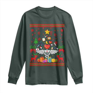 Funny Christmas Healthcare Worker Long Sleeve Shirt Nurses And Doctors Pine Tree TS12 Dark Forest Green Print Your Wear