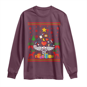 Funny Christmas Healthcare Worker Long Sleeve Shirt Nurses And Doctors Pine Tree TS12 Maroon Print Your Wear