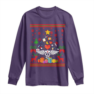 Funny Christmas Healthcare Worker Long Sleeve Shirt Nurses And Doctors Pine Tree TS12 Purple Print Your Wear