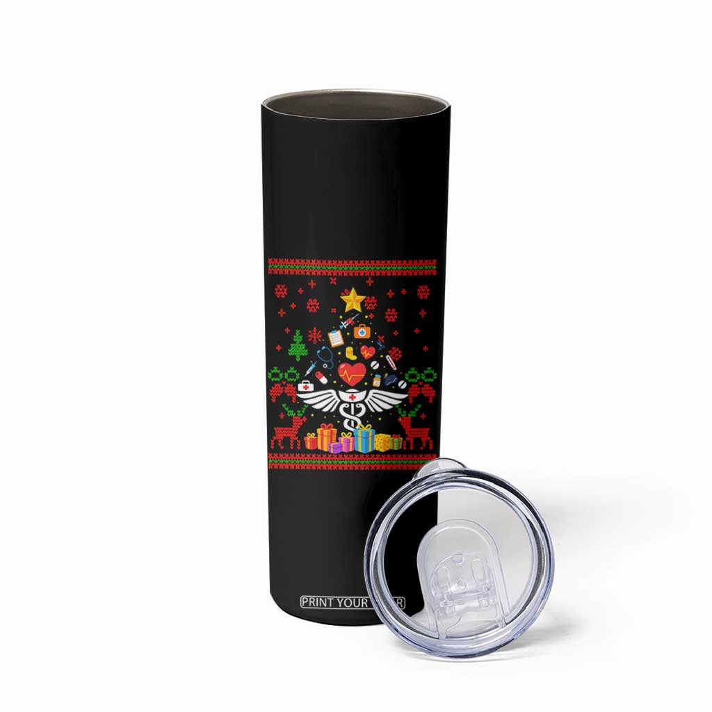 Funny Christmas Healthcare Worker Skinny Tumbler Nurses And Doctors Pine Tree TS12 Print Your Wear