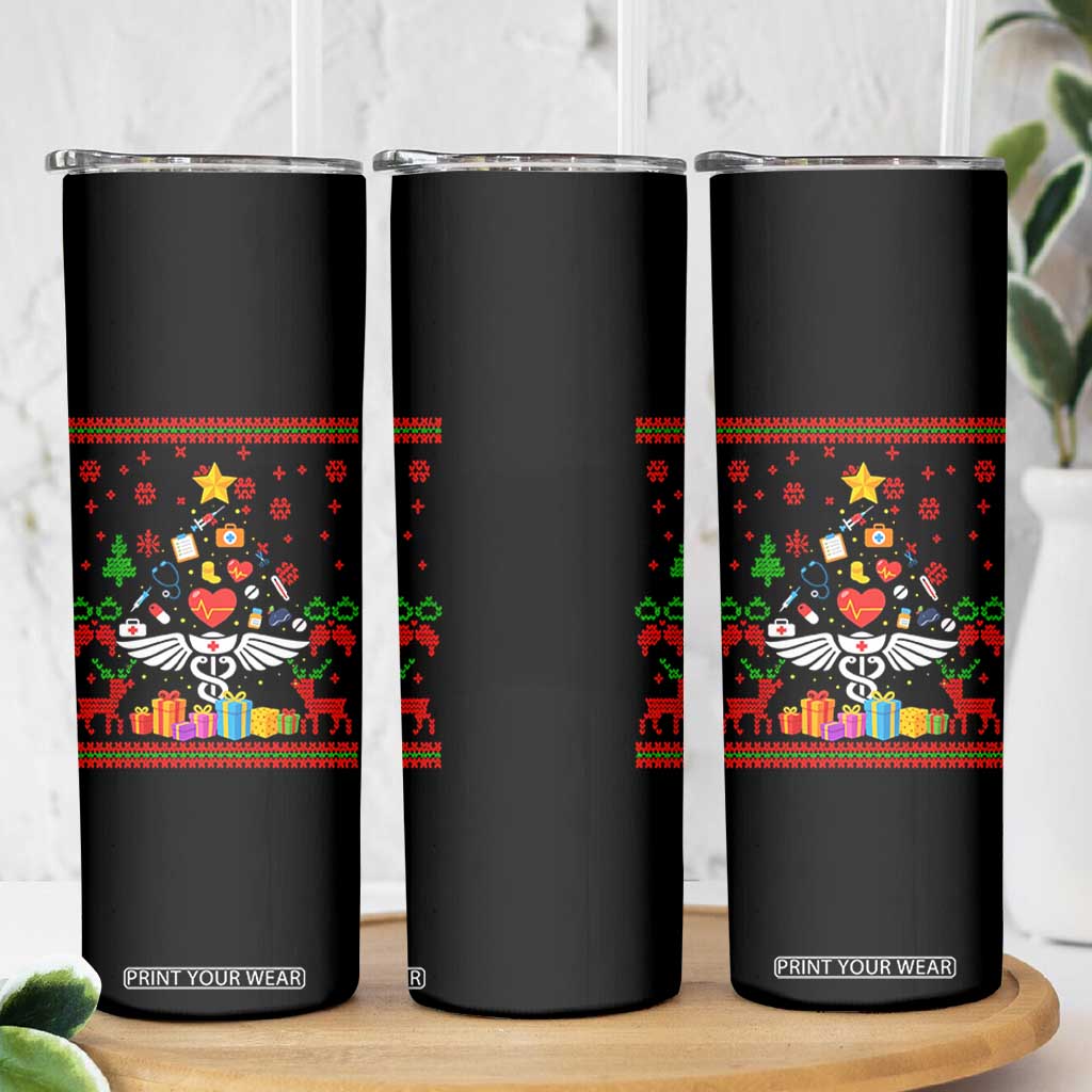 Funny Christmas Healthcare Worker Skinny Tumbler Nurses And Doctors Pine Tree TS12 Print Your Wear