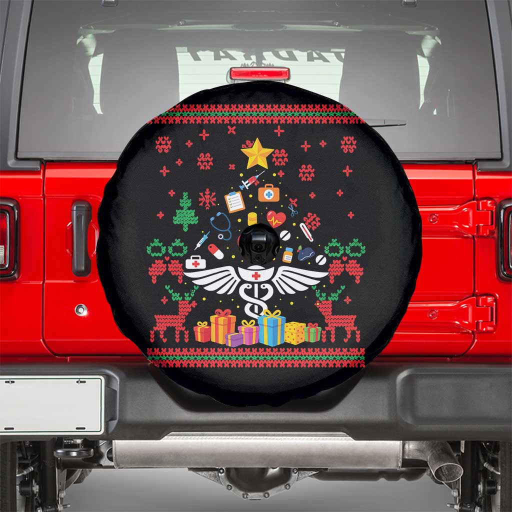 Funny Christmas Healthcare Worker Spare Tire Cover Nurses And Doctors Pine Tree TS12 Black Print Your Wear
