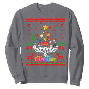 Funny Christmas Healthcare Worker Sweatshirt Nurses And Doctors Pine Tree TS12 Charcoal Print Your Wear