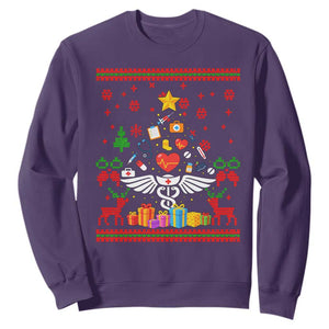 Funny Christmas Healthcare Worker Sweatshirt Nurses And Doctors Pine Tree TS12 Purple Print Your Wear