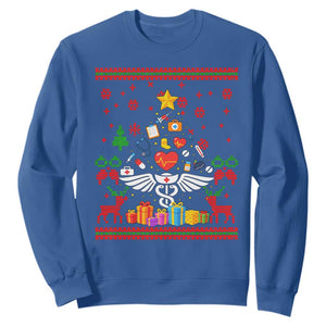 Funny Christmas Healthcare Worker Sweatshirt Nurses And Doctors Pine Tree TS12 Royal Blue Print Your Wear
