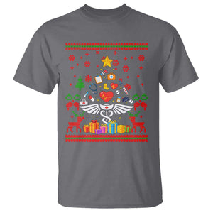 Funny Christmas Healthcare Worker T Shirt Nurses And Doctors Pine Tree TS12 Charcoal Print Your Wear
