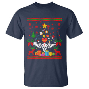 Funny Christmas Healthcare Worker T Shirt Nurses And Doctors Pine Tree TS12 Navy Print Your Wear