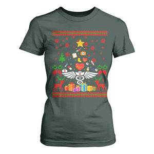 Funny Christmas Healthcare Worker T Shirt For Women Nurses And Doctors Pine Tree TS12 Dark Forest Green Print Your Wear