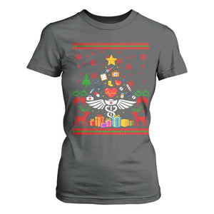 Funny Christmas Healthcare Worker T Shirt For Women Nurses And Doctors Pine Tree TS12 Dark Heather Print Your Wear