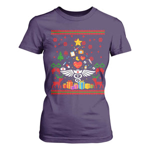 Funny Christmas Healthcare Worker T Shirt For Women Nurses And Doctors Pine Tree TS12 Purple Print Your Wear