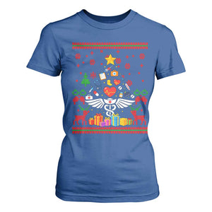 Funny Christmas Healthcare Worker T Shirt For Women Nurses And Doctors Pine Tree TS12 Royal Blue Print Your Wear