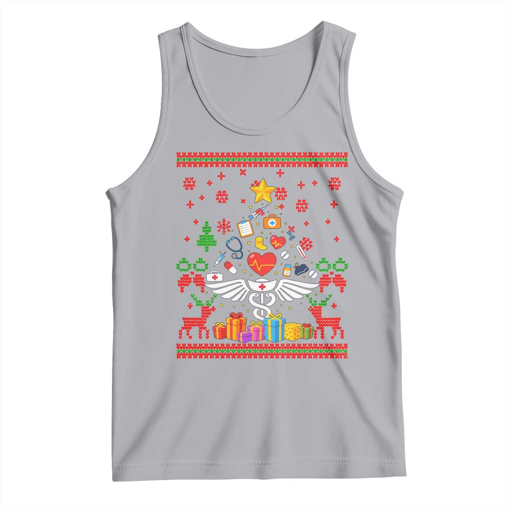 Funny Christmas Healthcare Worker Tank Top Nurses And Doctors Pine Tree TS12 Athletic Heather Print Your Wear