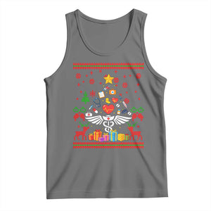 Funny Christmas Healthcare Worker Tank Top Nurses And Doctors Pine Tree TS12 Black Heather Print Your Wear