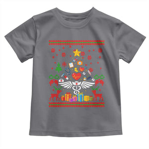 Funny Christmas Healthcare Worker Toddler T Shirt Nurses And Doctors Pine Tree TS12 Charcoal Print Your Wear