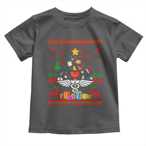 Funny Christmas Healthcare Worker Toddler T Shirt Nurses And Doctors Pine Tree TS12 Dark Heather Print Your Wear