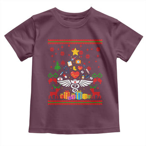 Funny Christmas Healthcare Worker Toddler T Shirt Nurses And Doctors Pine Tree TS12 Maroon Print Your Wear