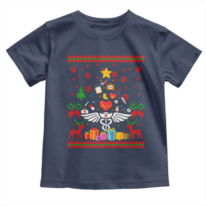 Funny Christmas Healthcare Worker Toddler T Shirt Nurses And Doctors Pine Tree TS12 Navy Print Your Wear