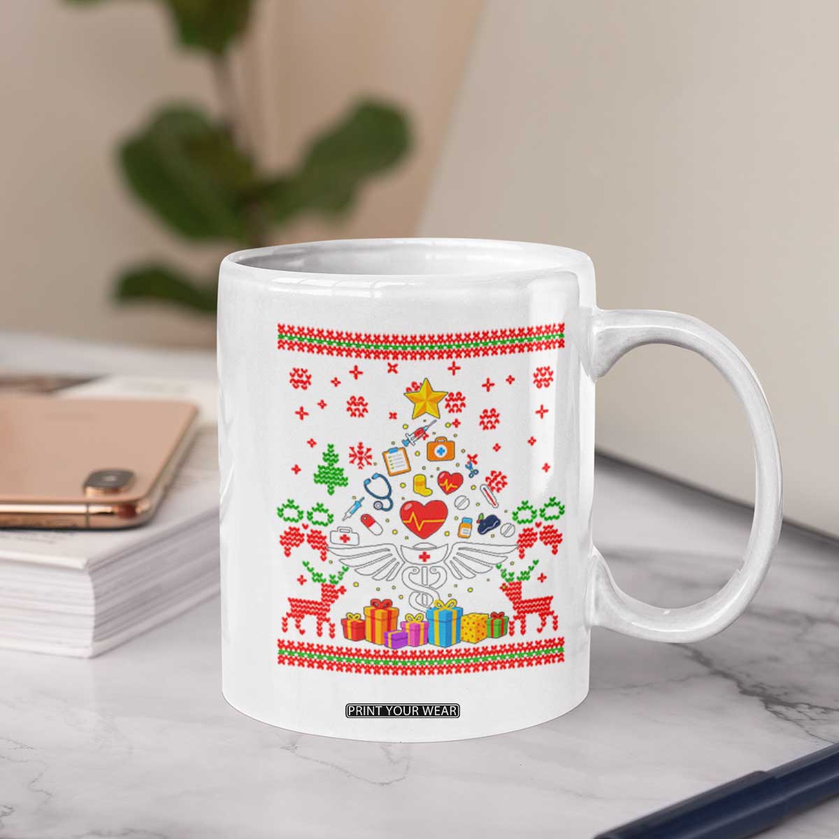 Funny Christmas Healthcare Worker Coffee Mug Nurses And Doctors Pine Tree TS12 Print Your Wear