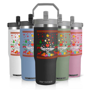 Funny Christmas Healthcare Worker Flip Straw Tumbler Nurses And Doctors Pine Tree TS12 Print Your Wear