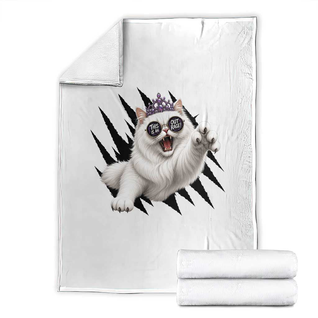 Funny Princess Cat With Featuring Scratch Effect Printed Throw Blanket This Is An Outrage