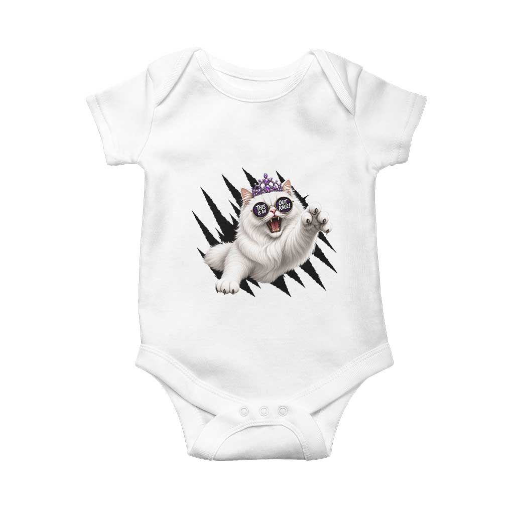Funny Princess Cat With Featuring Scratch Effect Printed Baby Onesie This Is An Outrage TS12 White Print Your Wear