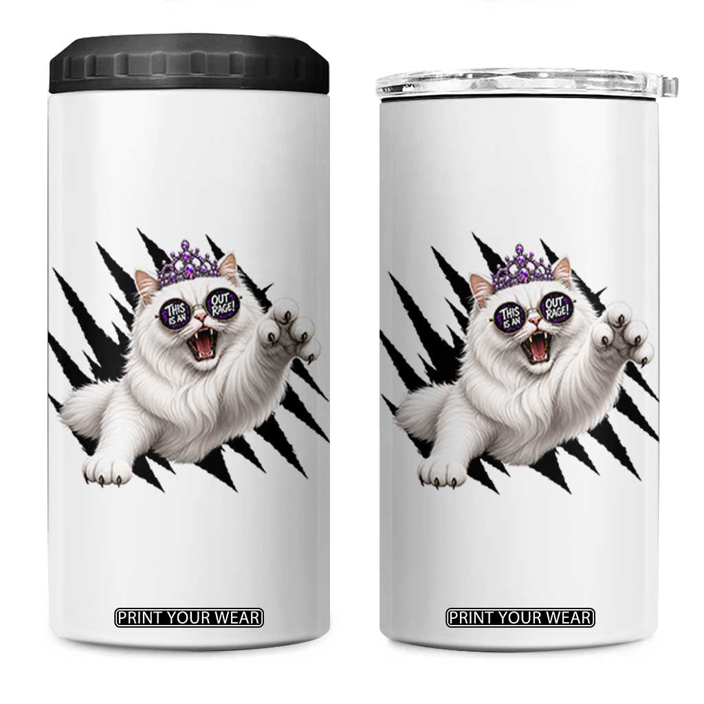 Funny Princess Cat With Featuring Scratch Effect Printed 4 in 1 Can Cooler Tumbler This Is An Outrage TS12 One Size: 16 oz White Print Your Wear
