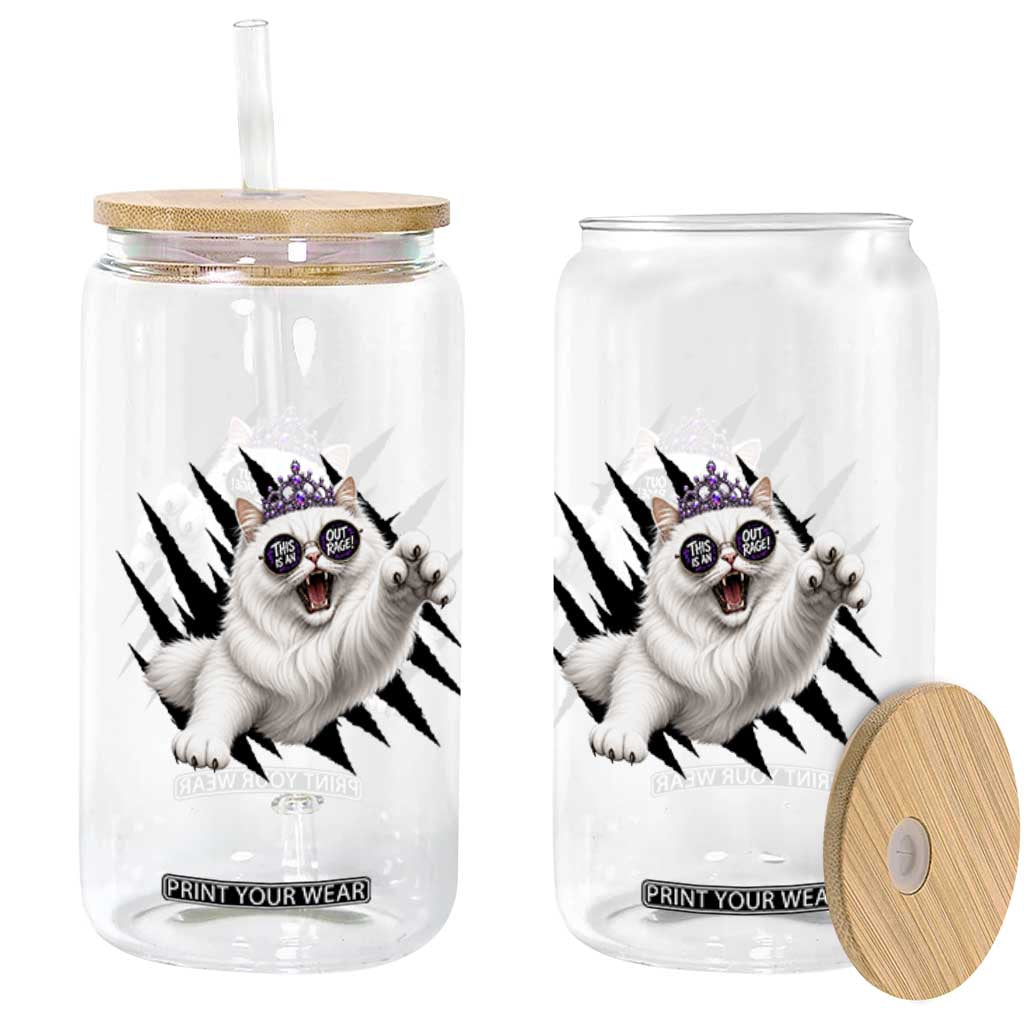 Funny Princess Cat With Featuring Scratch Effect Printed Glass Can This Is An Outrage
