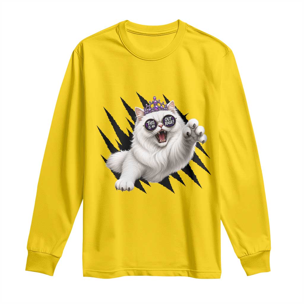 Funny Princess Cat With Featuring Scratch Effect Printed Long Sleeve Shirt This Is An Outrage