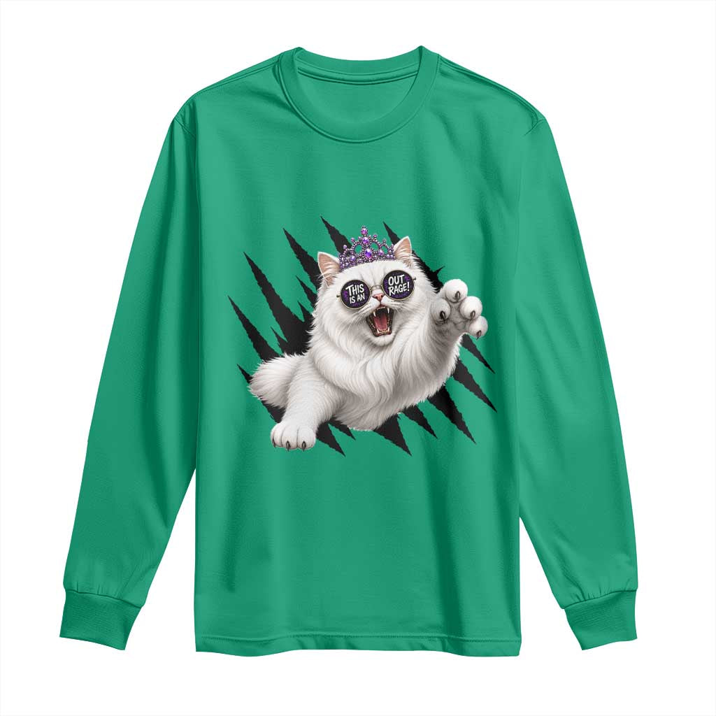 Funny Princess Cat With Featuring Scratch Effect Printed Long Sleeve Shirt This Is An Outrage