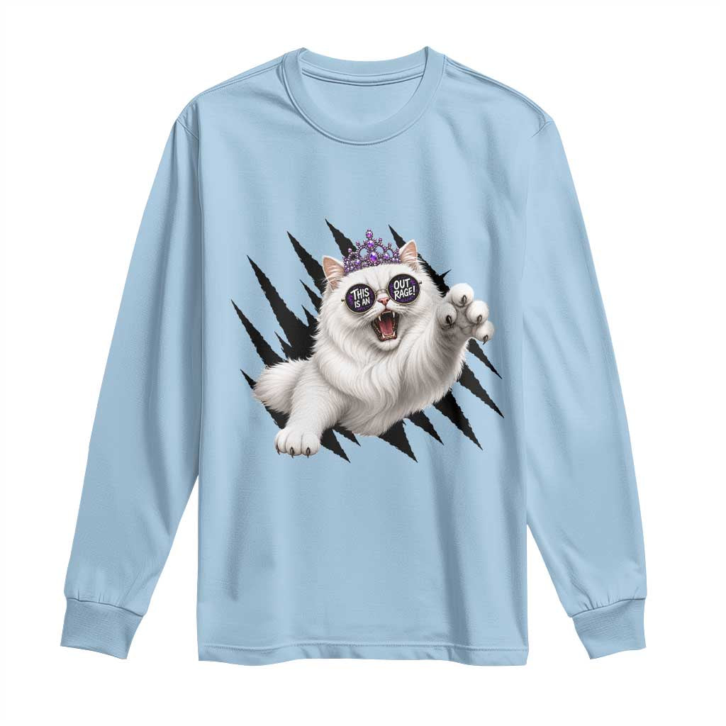 Funny Princess Cat With Featuring Scratch Effect Printed Long Sleeve Shirt This Is An Outrage