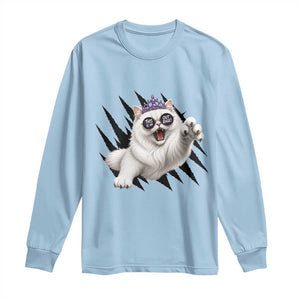 Funny Princess Cat With Featuring Scratch Effect Printed Long Sleeve Shirt This Is An Outrage