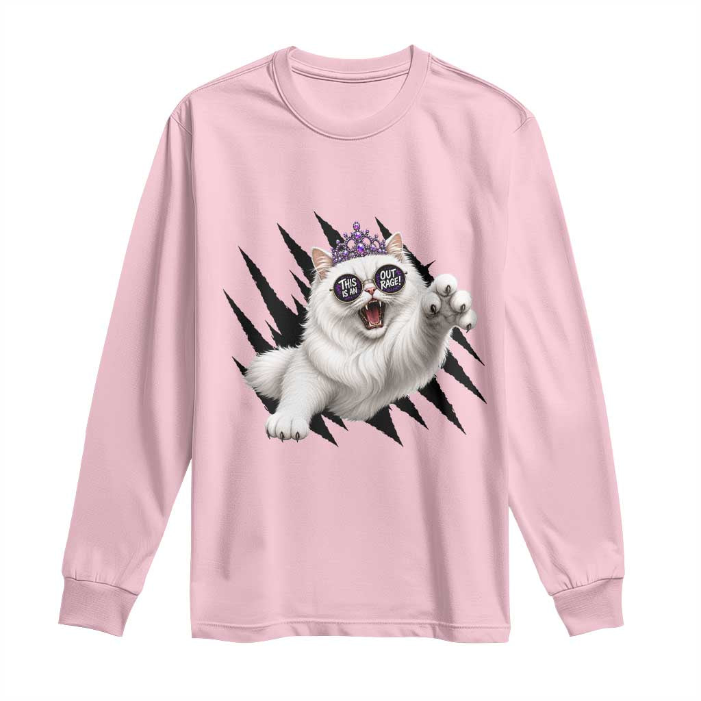 Funny Princess Cat With Featuring Scratch Effect Printed Long Sleeve Shirt This Is An Outrage