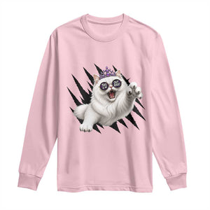 Funny Princess Cat With Featuring Scratch Effect Printed Long Sleeve Shirt This Is An Outrage