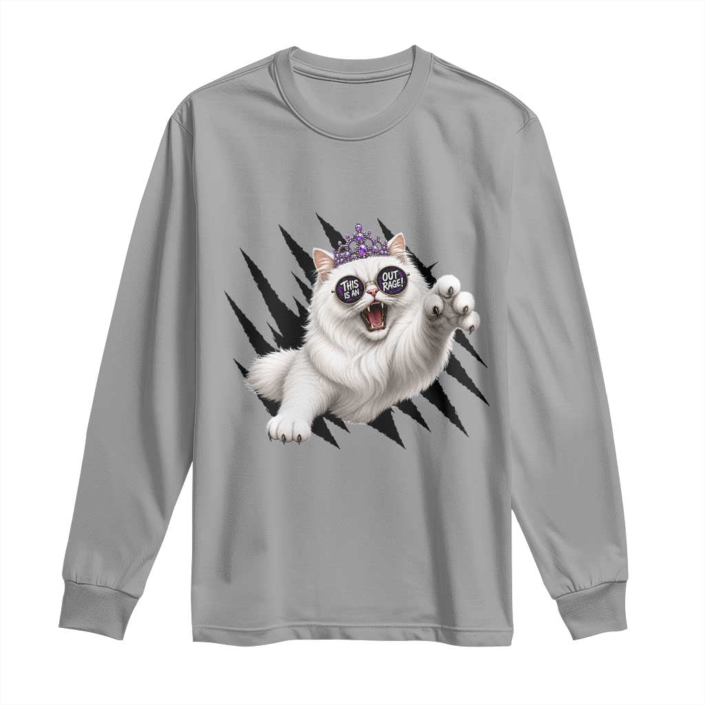 Funny Princess Cat With Featuring Scratch Effect Printed Long Sleeve Shirt This Is An Outrage