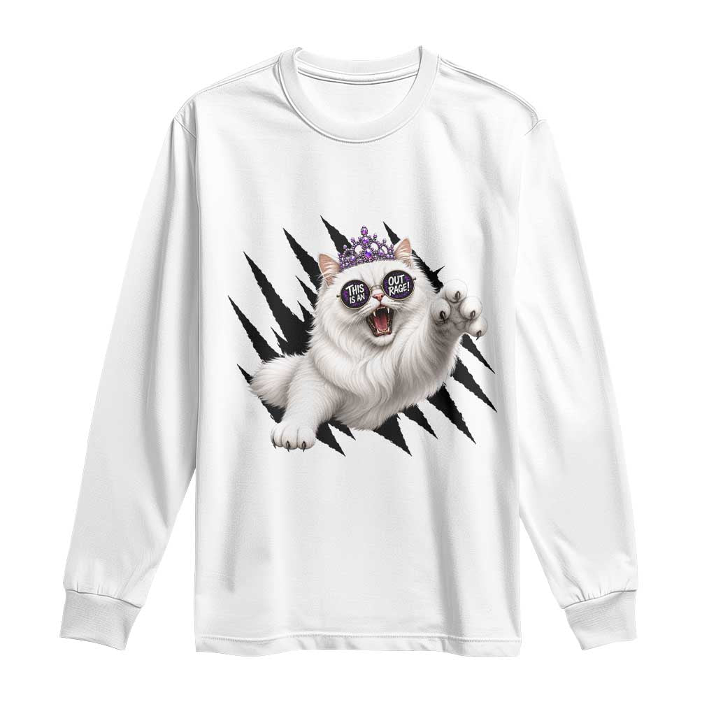 Funny Princess Cat With Featuring Scratch Effect Printed Long Sleeve Shirt This Is An Outrage