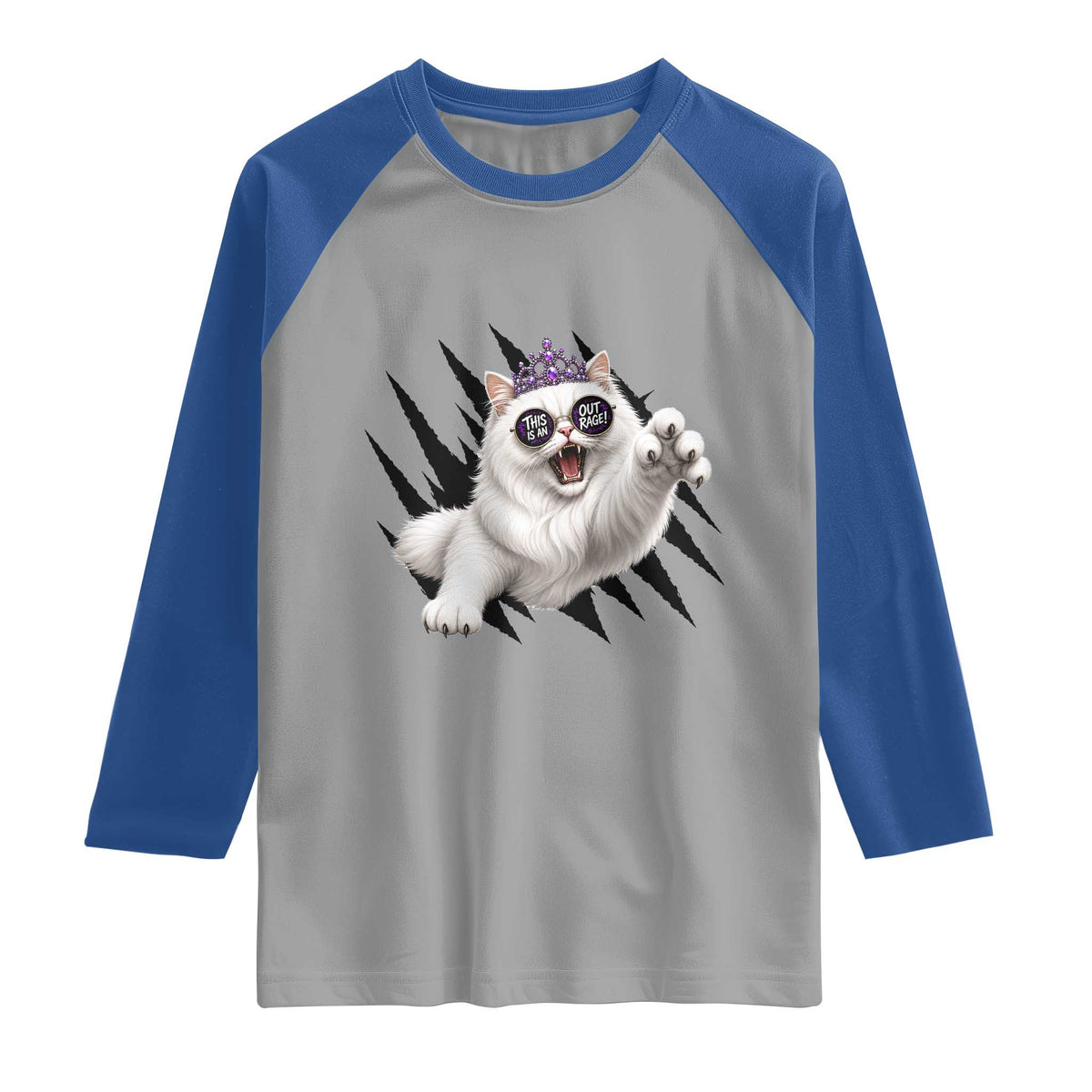 Funny Princess Cat With Featuring Scratch Effect Printed Raglan Shirt This Is An Outrage