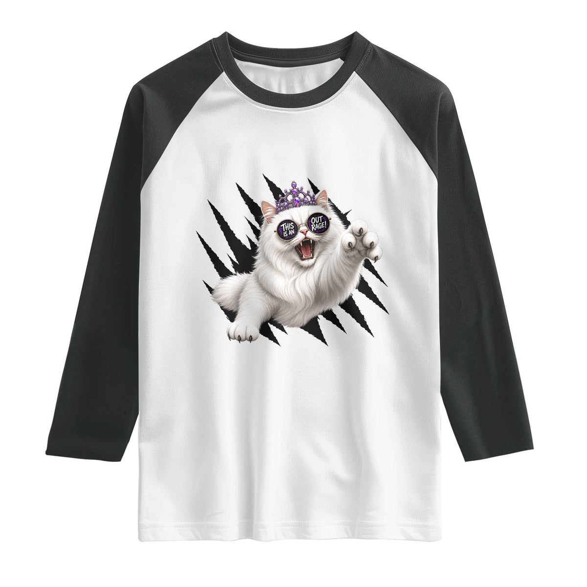 Funny Princess Cat With Featuring Scratch Effect Printed Raglan Shirt This Is An Outrage