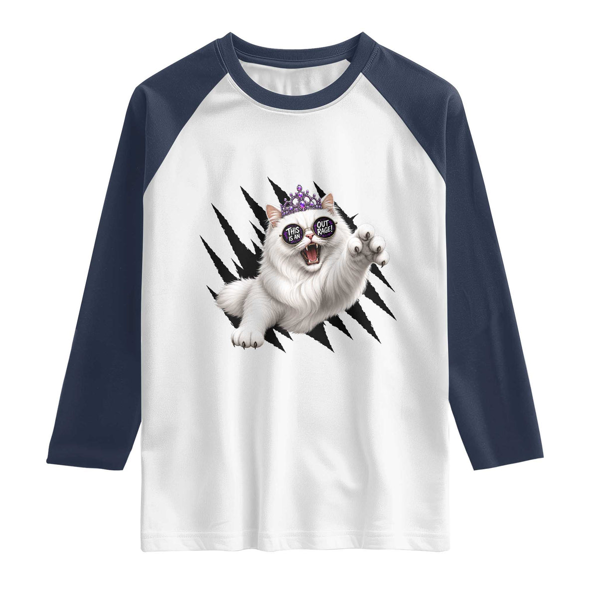 Funny Princess Cat With Featuring Scratch Effect Printed Raglan Shirt This Is An Outrage