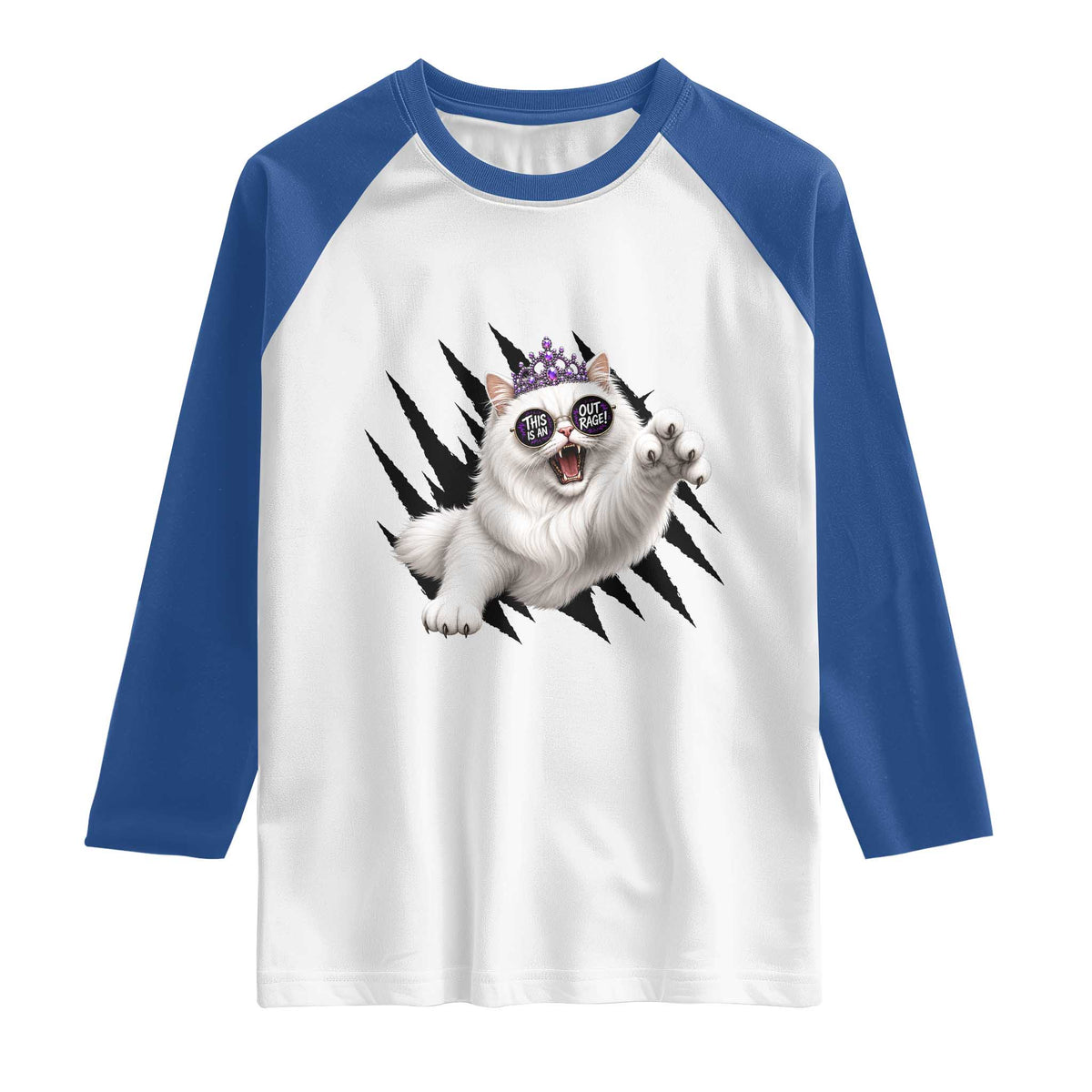 Funny Princess Cat With Featuring Scratch Effect Printed Raglan Shirt This Is An Outrage