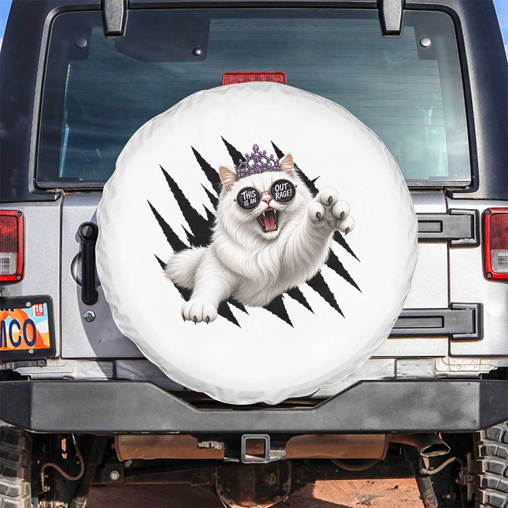 Funny Princess Cat With Featuring Scratch Effect Printed Spare Tire Cover This Is An Outrage TS12 No hole White Print Your Wear