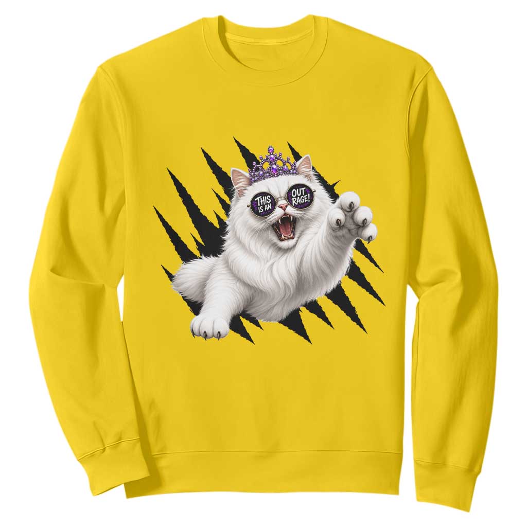Funny Princess Cat With Featuring Scratch Effect Printed Sweatshirt This Is An Outrage