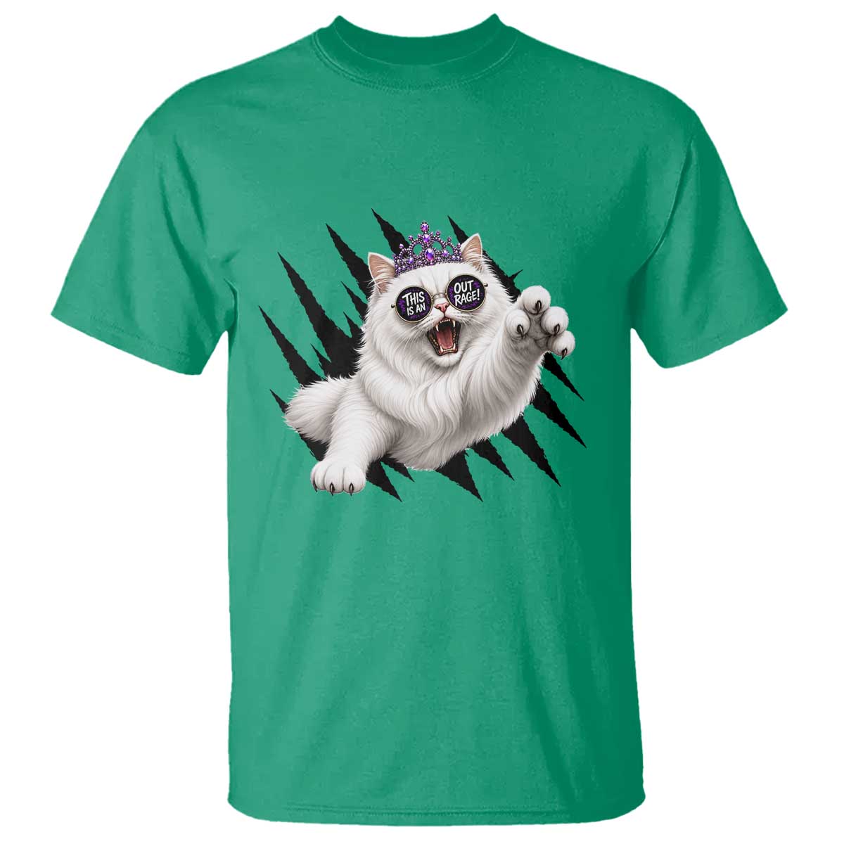 Funny Princess Cat With Featuring Scratch Effect Printed T Shirt This Is An Outrage