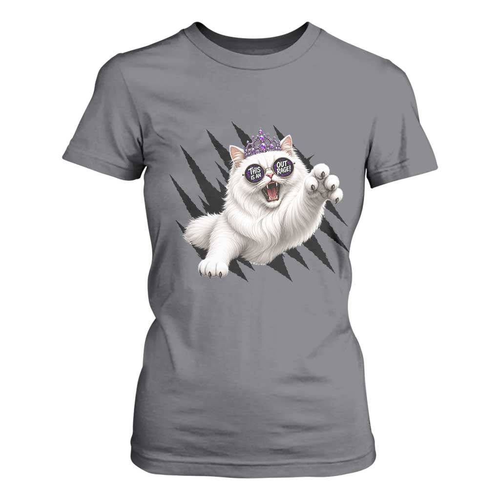 Funny Princess Cat With Featuring Scratch Effect Printed T Shirt For Women This Is An Outrage