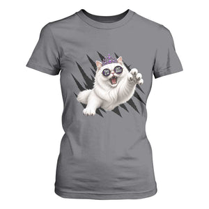 Funny Princess Cat With Featuring Scratch Effect Printed T Shirt For Women This Is An Outrage
